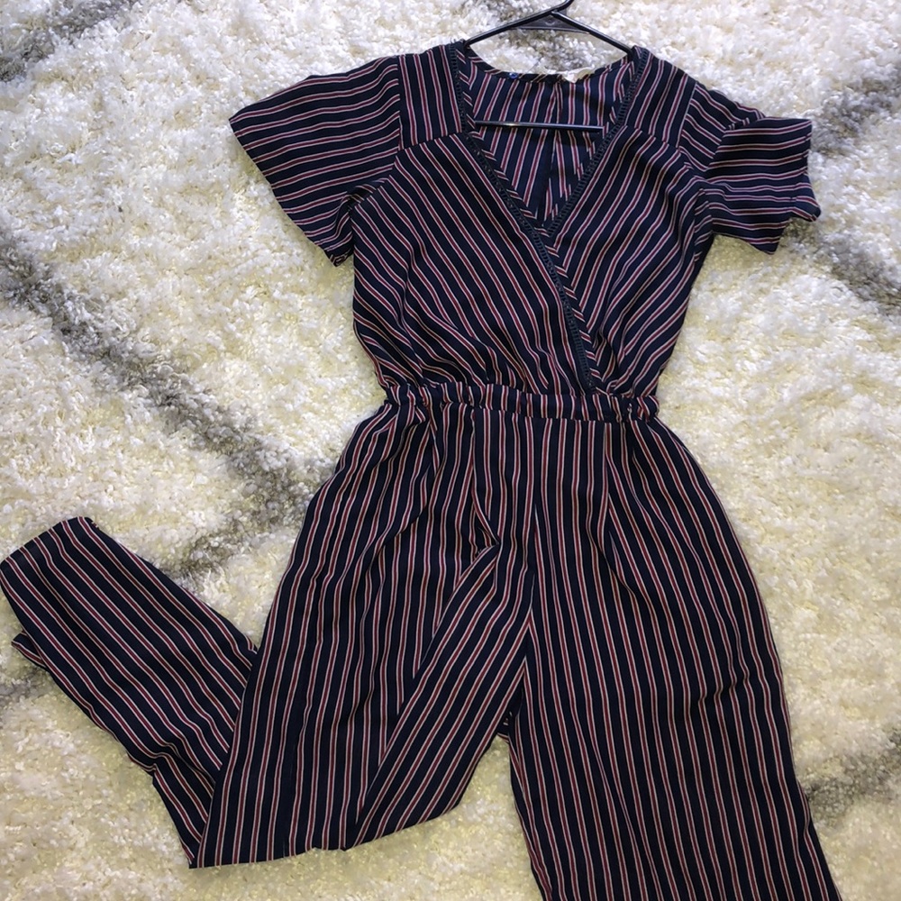Navy striped jumpsuit! - Picture 1 of 3